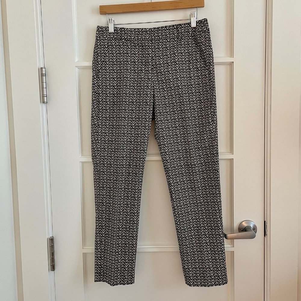 Max Mara Weekend Size 8 Beige-Brown-Black Multi Print Stretch Crop pants NWOT